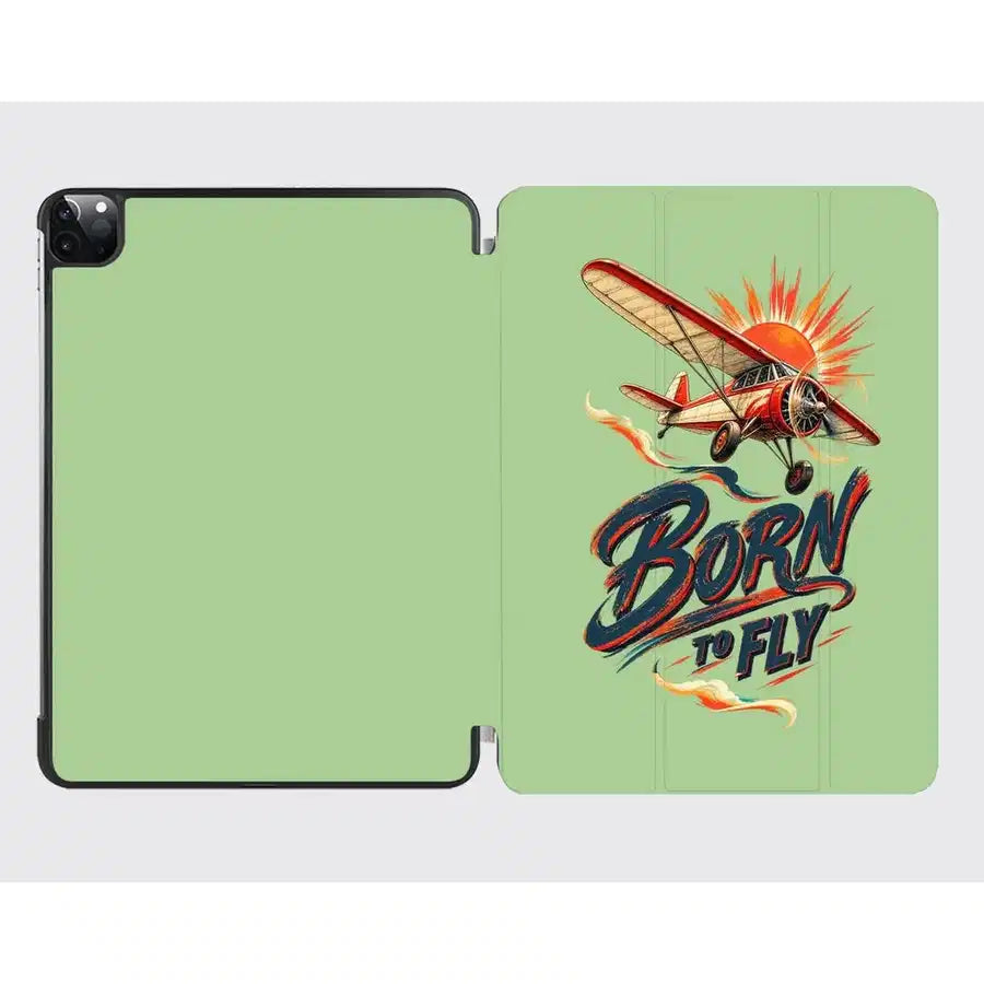 Born To Fly V2 design on light green ipad tablet case