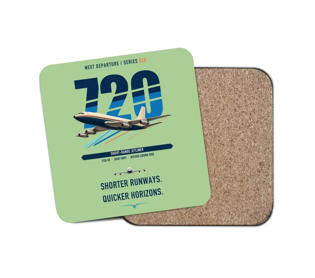 Boeing 720B design on light green 1 piece coaster