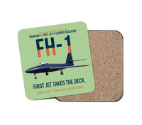 Thumbnail for FH-1 Phantom First Jet Takes the Deck design on light green 1 piece coaster
