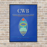 Thumbnail for Afonso Pena International Airport CWB vertical canvas print - framed - blue background