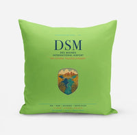 Thumbnail for Des Moines International Airport (DSM) design on light green pillow