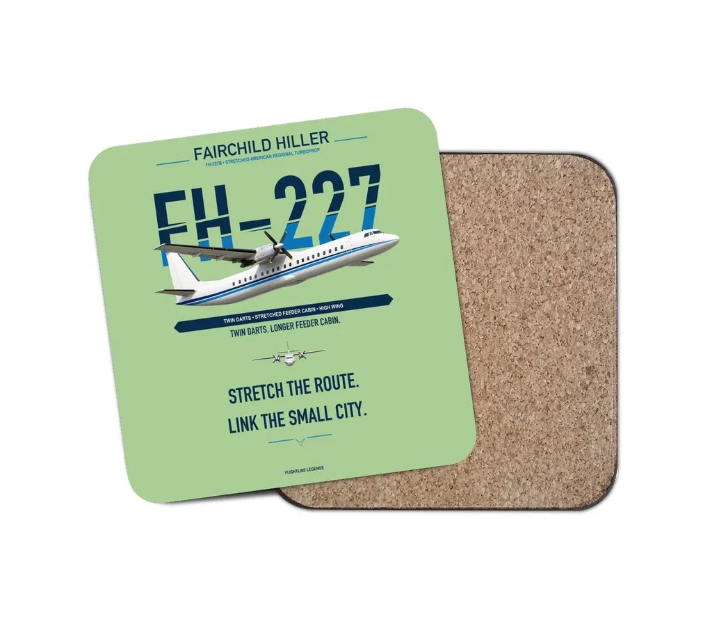 Fairchild Hiller FH-227B design on light green 1 piece coaster