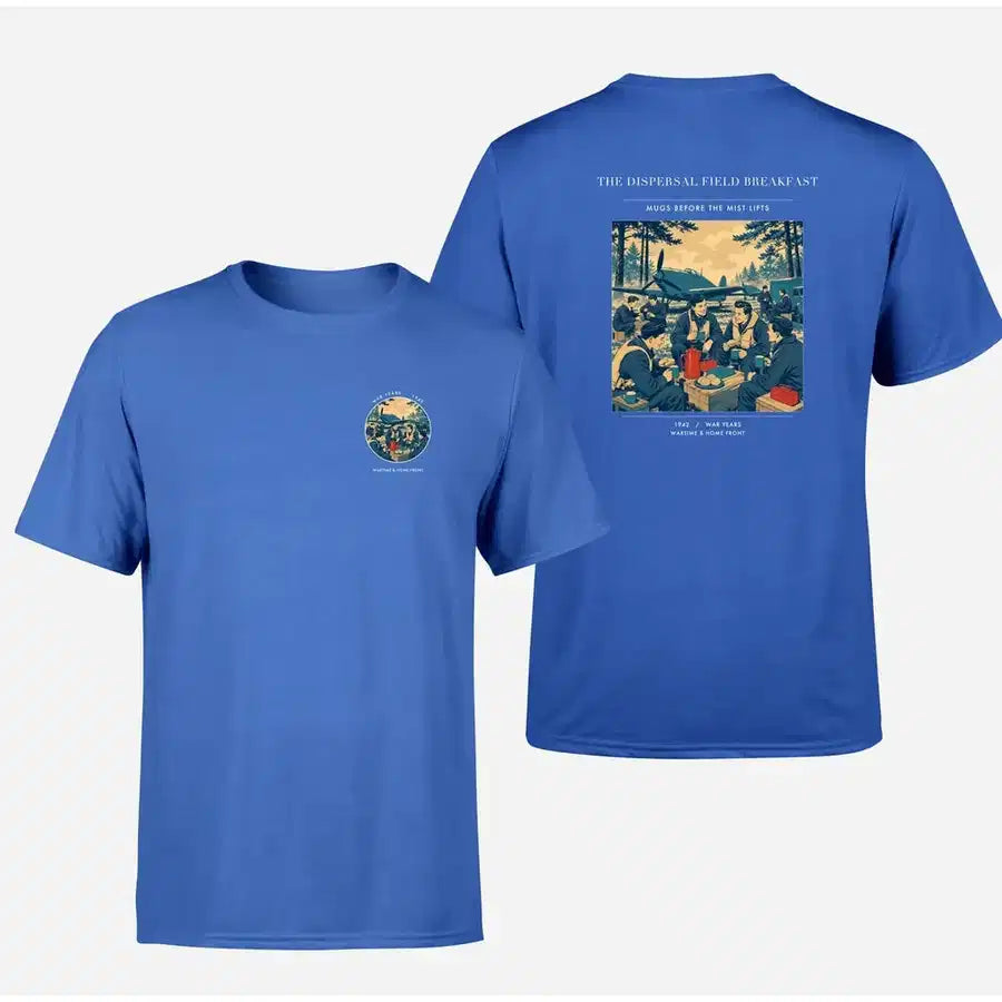 VINTAGE G4511 - The Dispersal Field Breakfast - Double-Side T-Shirt design on blue double side t shirt