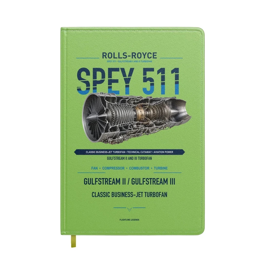 SPEY 511 design on light green notebook