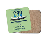 Thumbnail for Beechcraft King Air C90 design on light green 1 piece coaster
