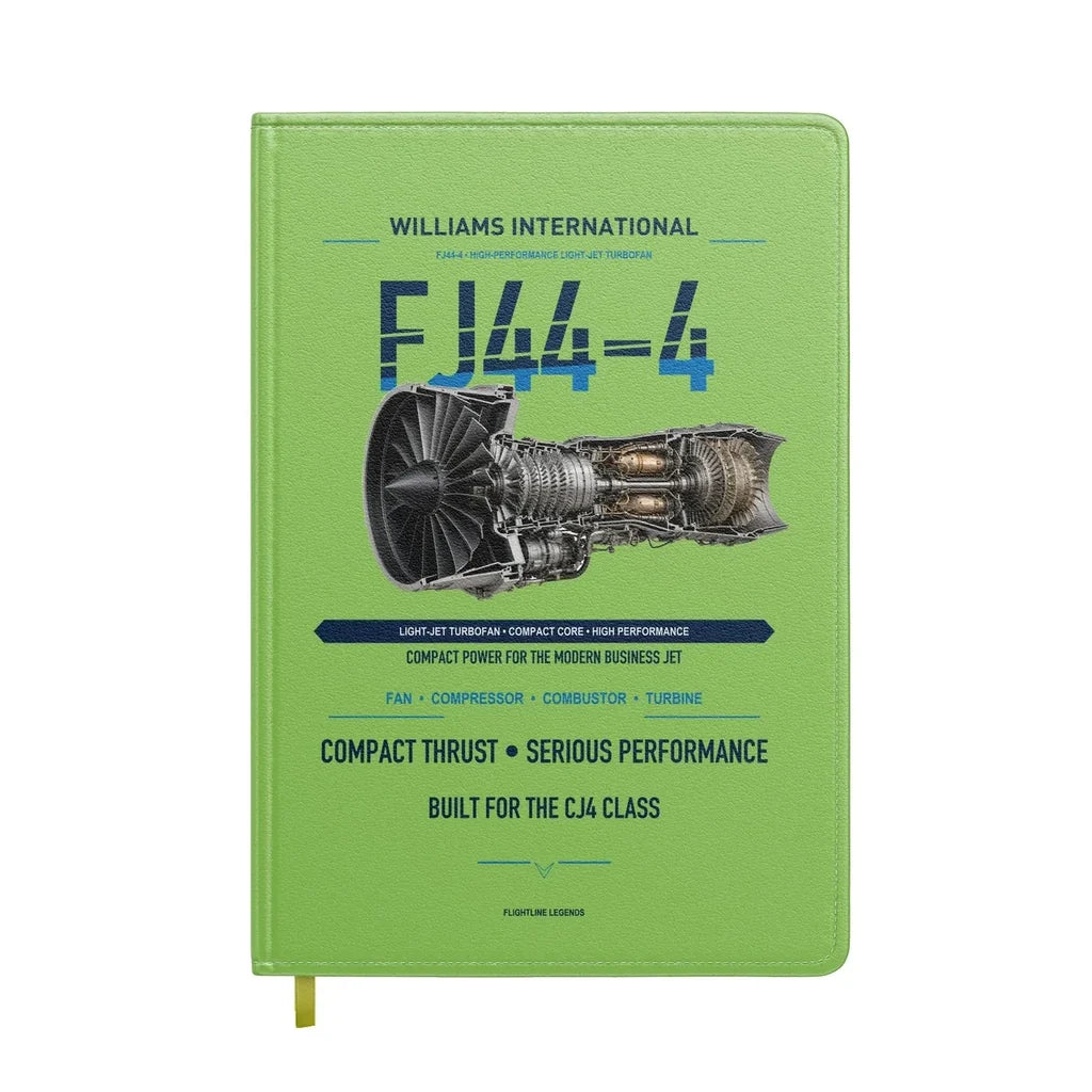 FJ44-4 design on light green notebook