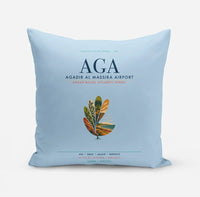 Thumbnail for Agadir Al Massira Airport (AGA) design on light blue pillow