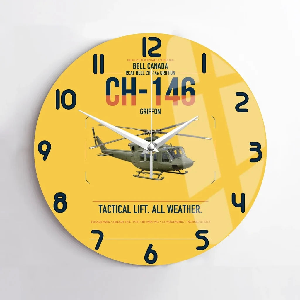 Bell Canada CH-146 Griffon design on yellow no frame wall clock