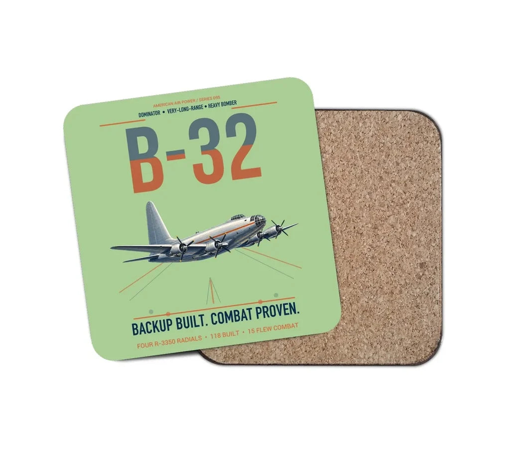 B-32 Dominator design on light green 1 piece coaster