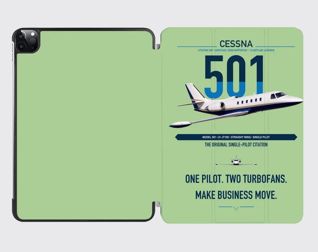 Cessna 501 Citation I SP design on light green ipad tablet case