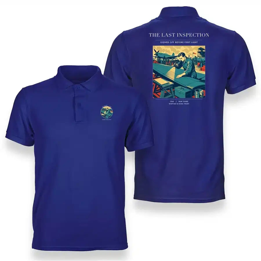 VINTAGE G4536 - The Last Inspection - Double-Side Polo T-Shirt design on blue