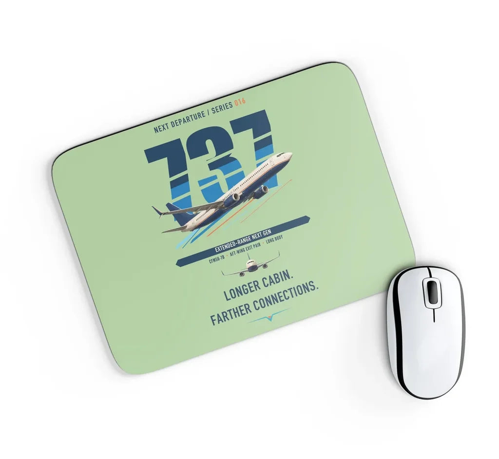 Boeing 737-900ER design on light green rectangle mouse pad