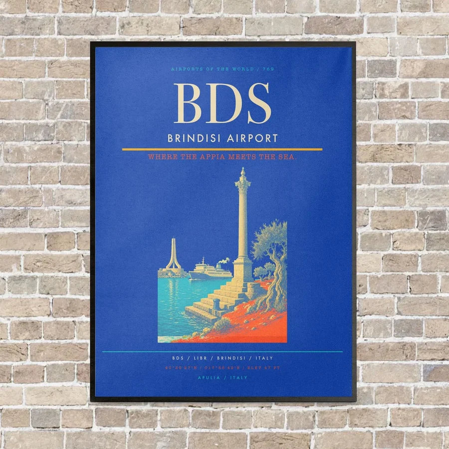 Brindisi Airport BDS - Canvas Framed - Blue
