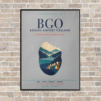 Thumbnail for Bergen Airport Flesland BGO vertical canvas print - framed - light gray background