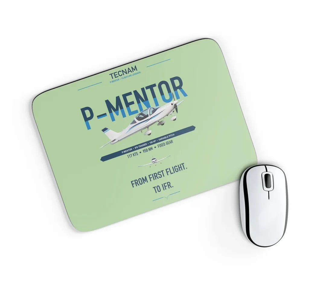 Tecnam P-Mentor design on light green rectangle mouse pad