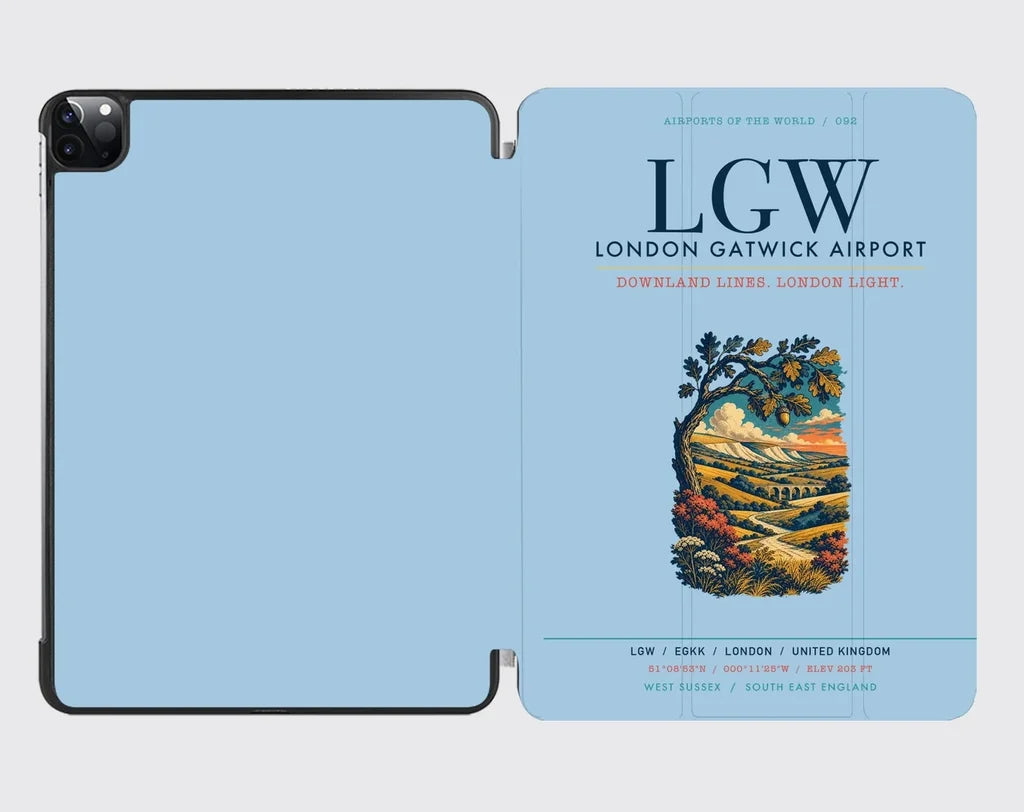London Gatwick Airport (LGW) design on light blue ipad tablet case