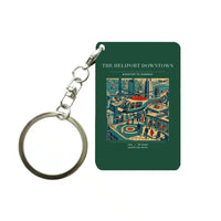 Thumbnail for VINTAGE G4127 - The Heliport Downtown - Designed Key Chain design on darkgreen