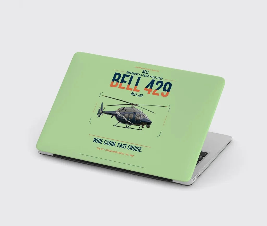 Bell 429 design on light green MacBook case