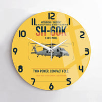 Thumbnail for Mitsubishi Sikorsky SH-60K design on yellow no frame wall clock
