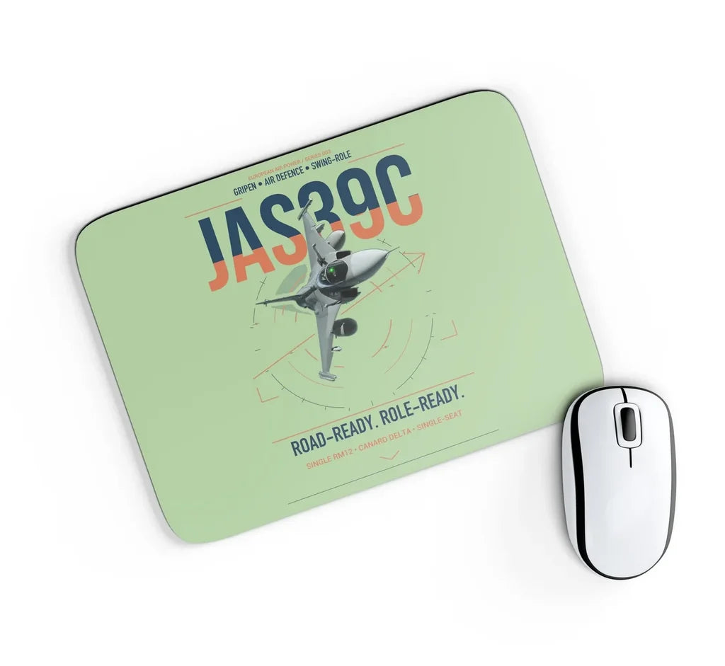 Saab JAS 39C Gripen design on light green rectangle mouse pad