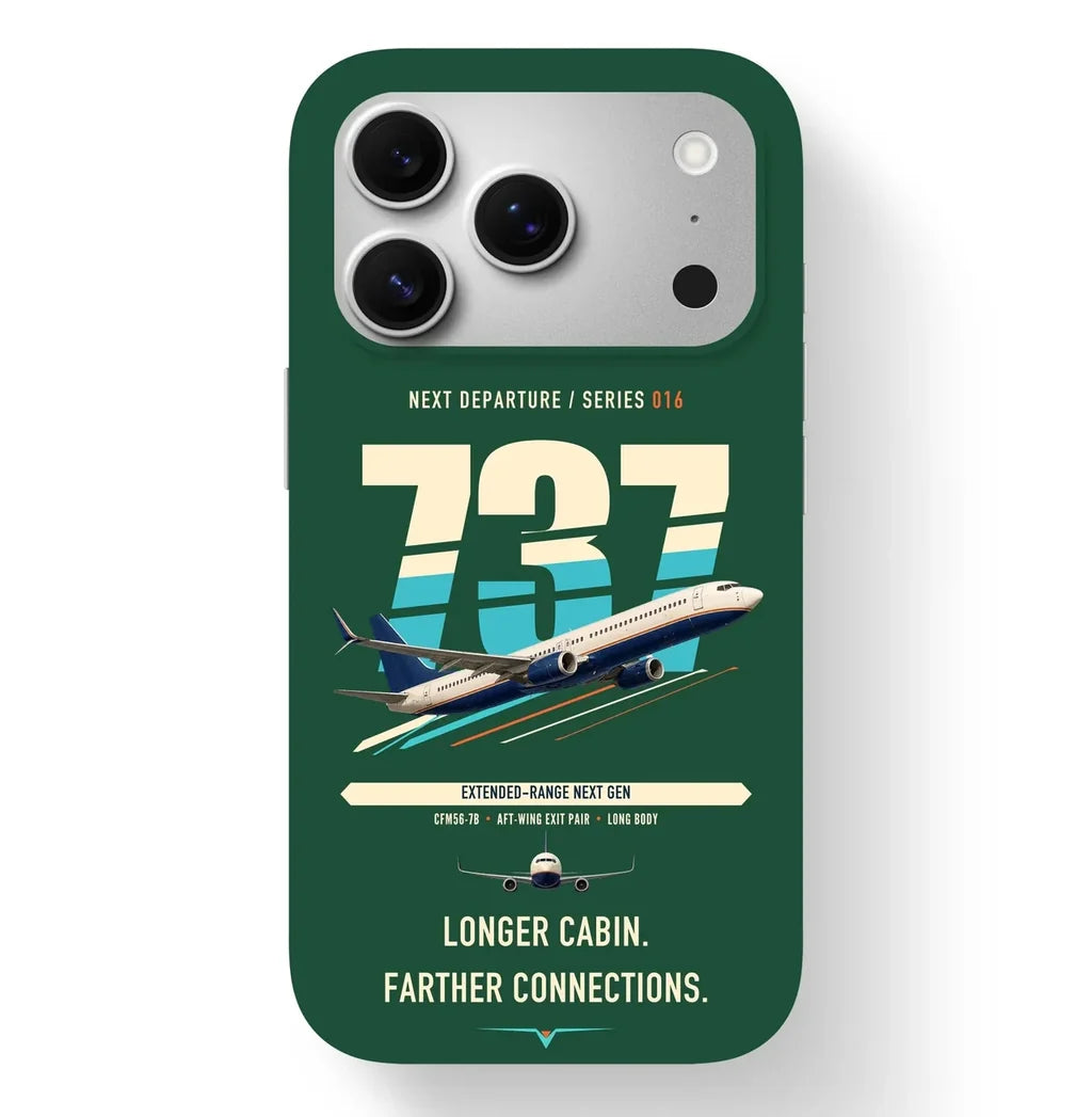 Boeing 737-900ER design on dark green magsafe iphone case