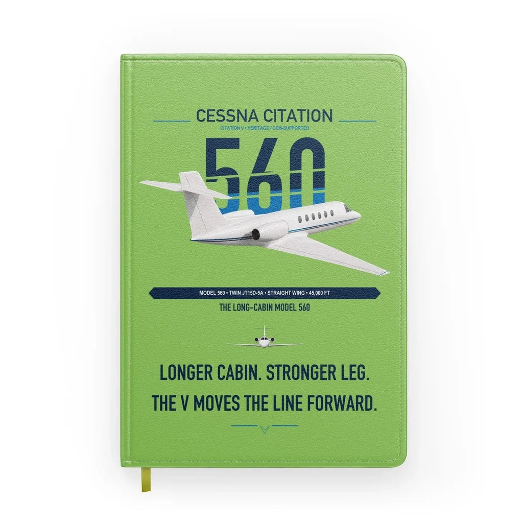 Cessna Citation 560 - Citation V design on light green notebook