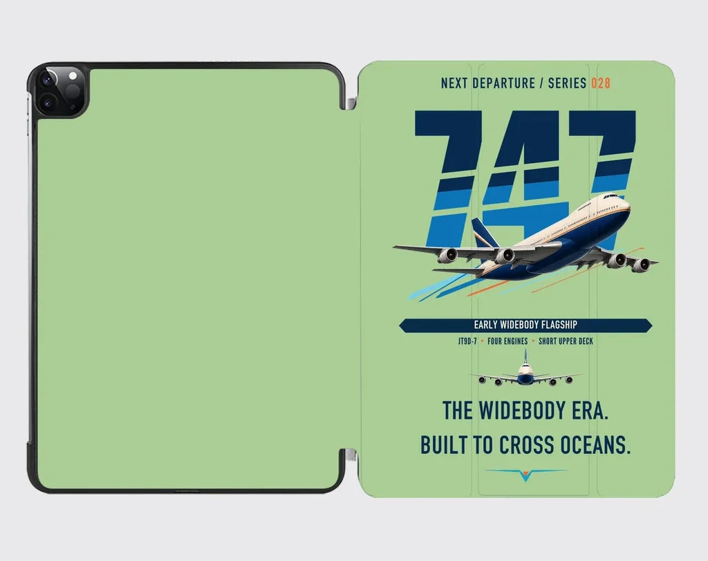 Boeing 747-200B design on light green ipad tablet case