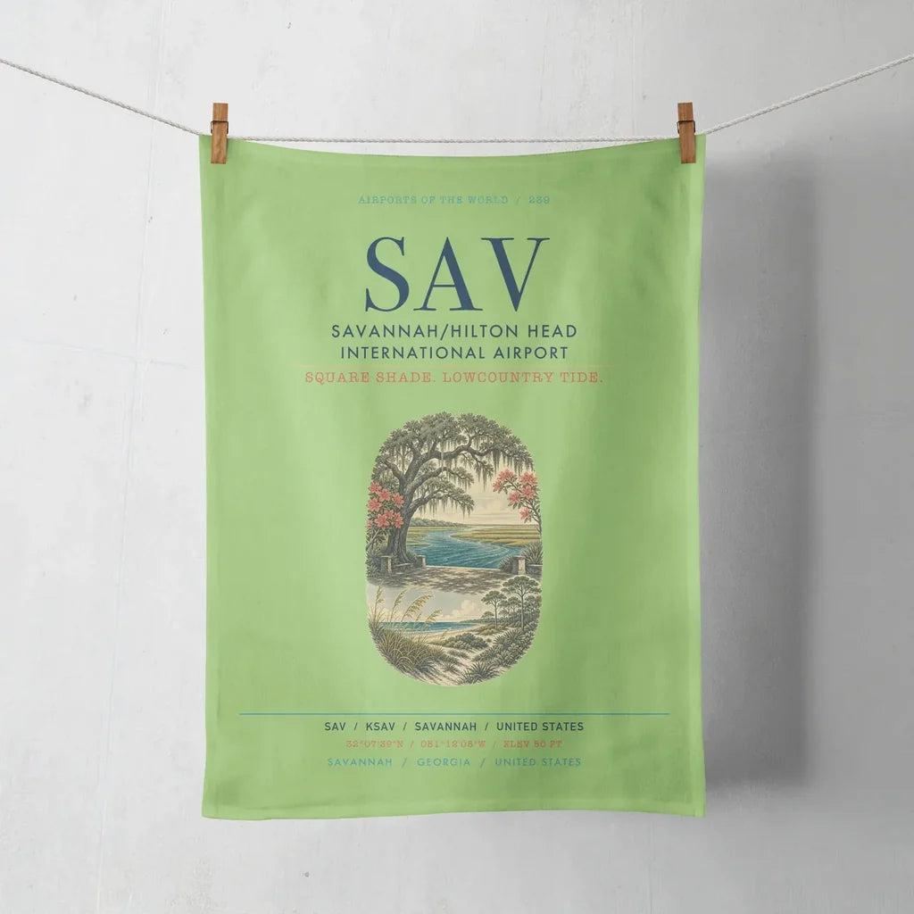 Savannah-Hilton Head International Airport (SAV) design on light green towel
