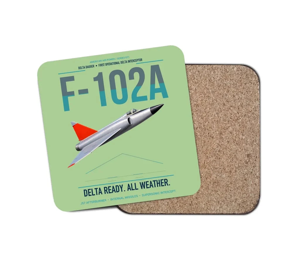 F-102A Delta Dagger design on light green 1 piece coaster