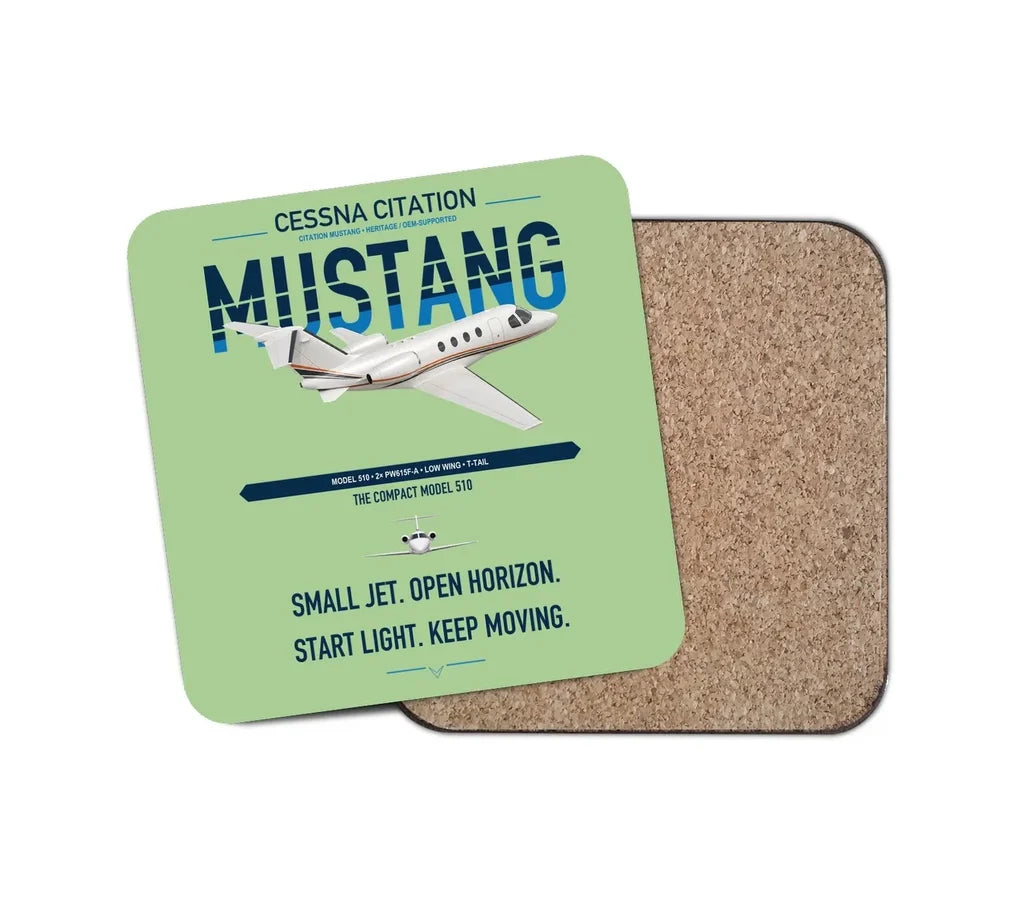 Cessna Citation Mustang design on light green 1 piece coaster