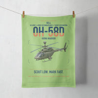 Thumbnail for Bell OH-58D Kiowa Warrior design on light green towel