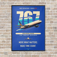 Thumbnail for Boeing 767-300F vertical canvas print - framed - blue background