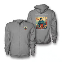 Thumbnail for VINTAGE G4204 - The Polar Sun Compass - Premium Zipped Hoodie design on gray