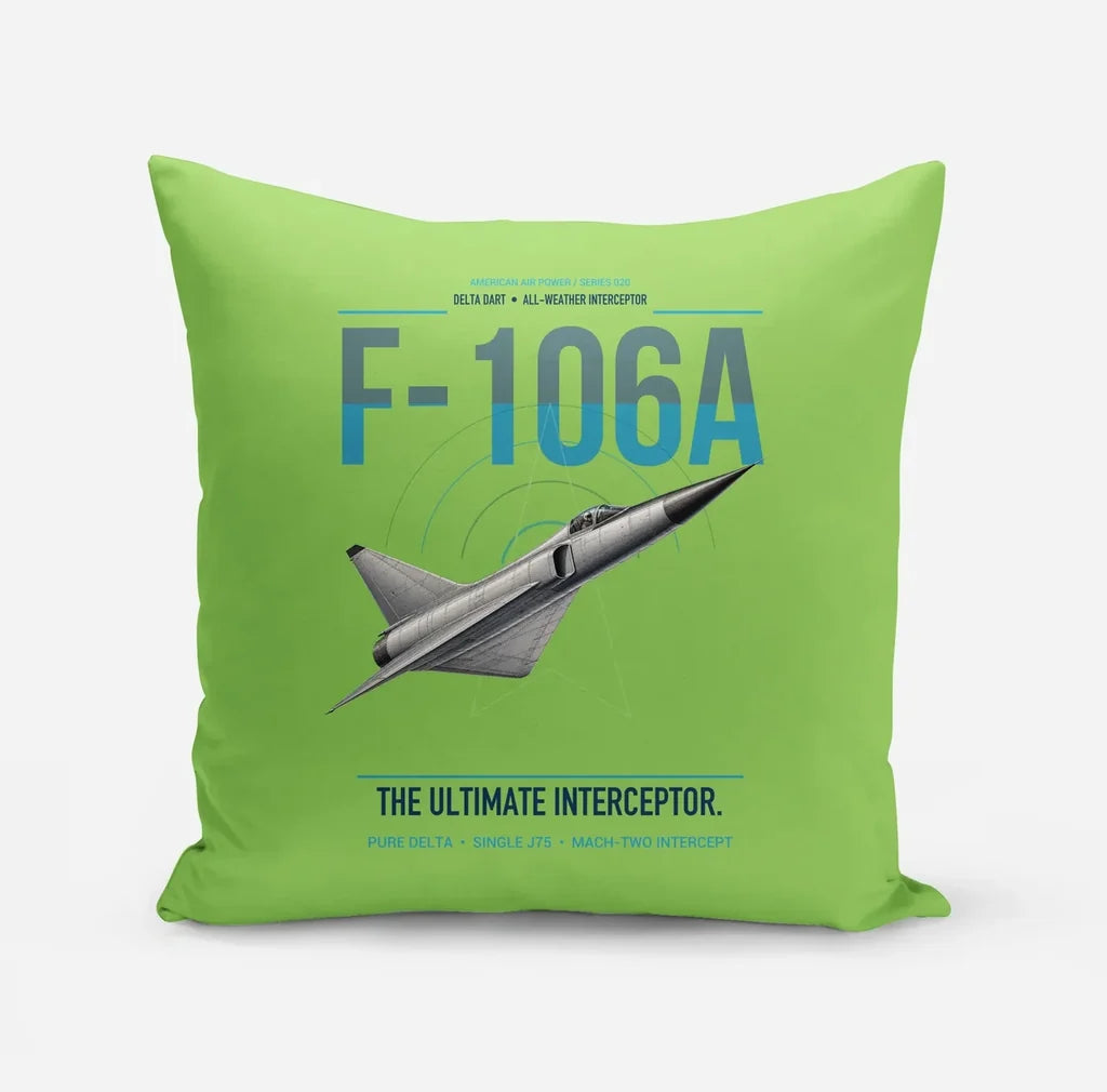 F-106A Delta Dart design on light green pillow