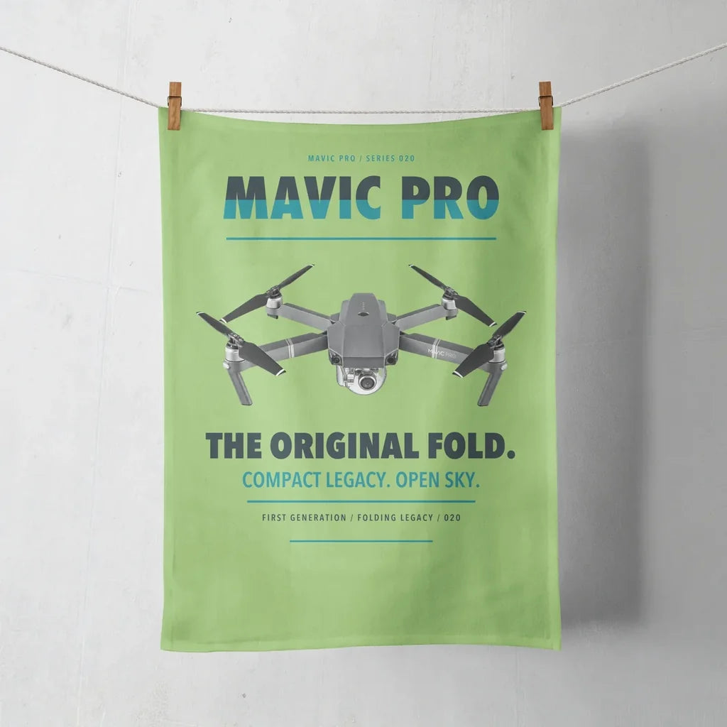 DJI Mavic Pro design on light green towel