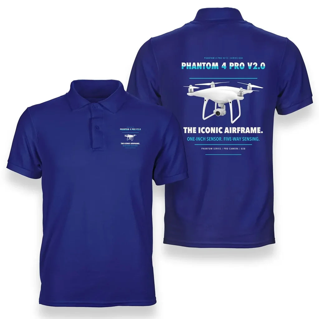 DJI Phantom 4 Pro V2.0 design on blue polo