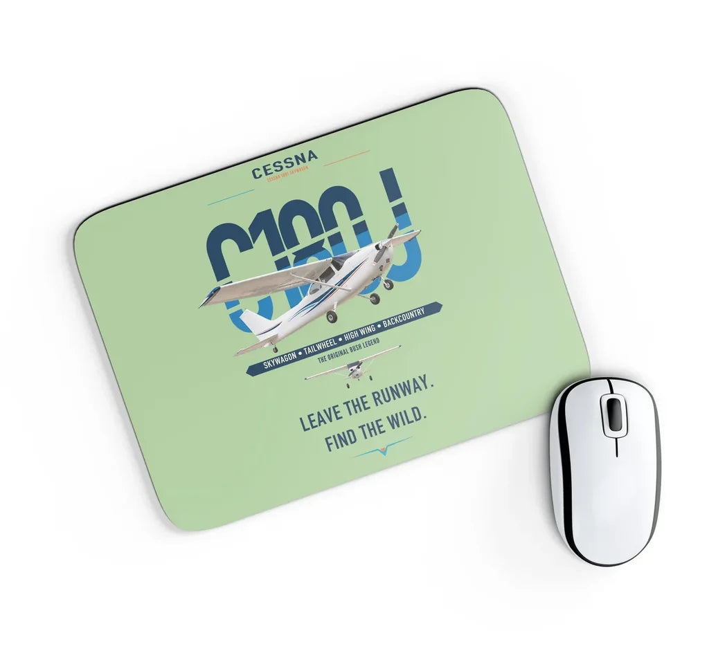 Cessna 180J Skywagon design on light green rectangle mouse pad