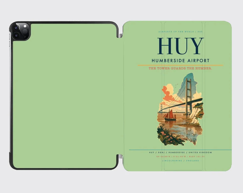 Humberside Airport (HUY) design on light green ipad tablet case