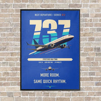 Thumbnail for Boeing 737 MAX 9 vertical canvas print - framed - blue background