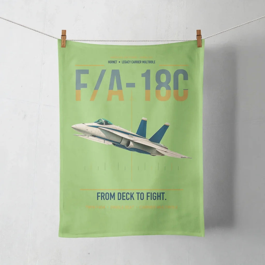 F-A-18C Hornet design on light green towel