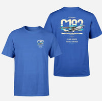 Thumbnail for Cessna 182 Skylane design on blue t-shirt, double-side print