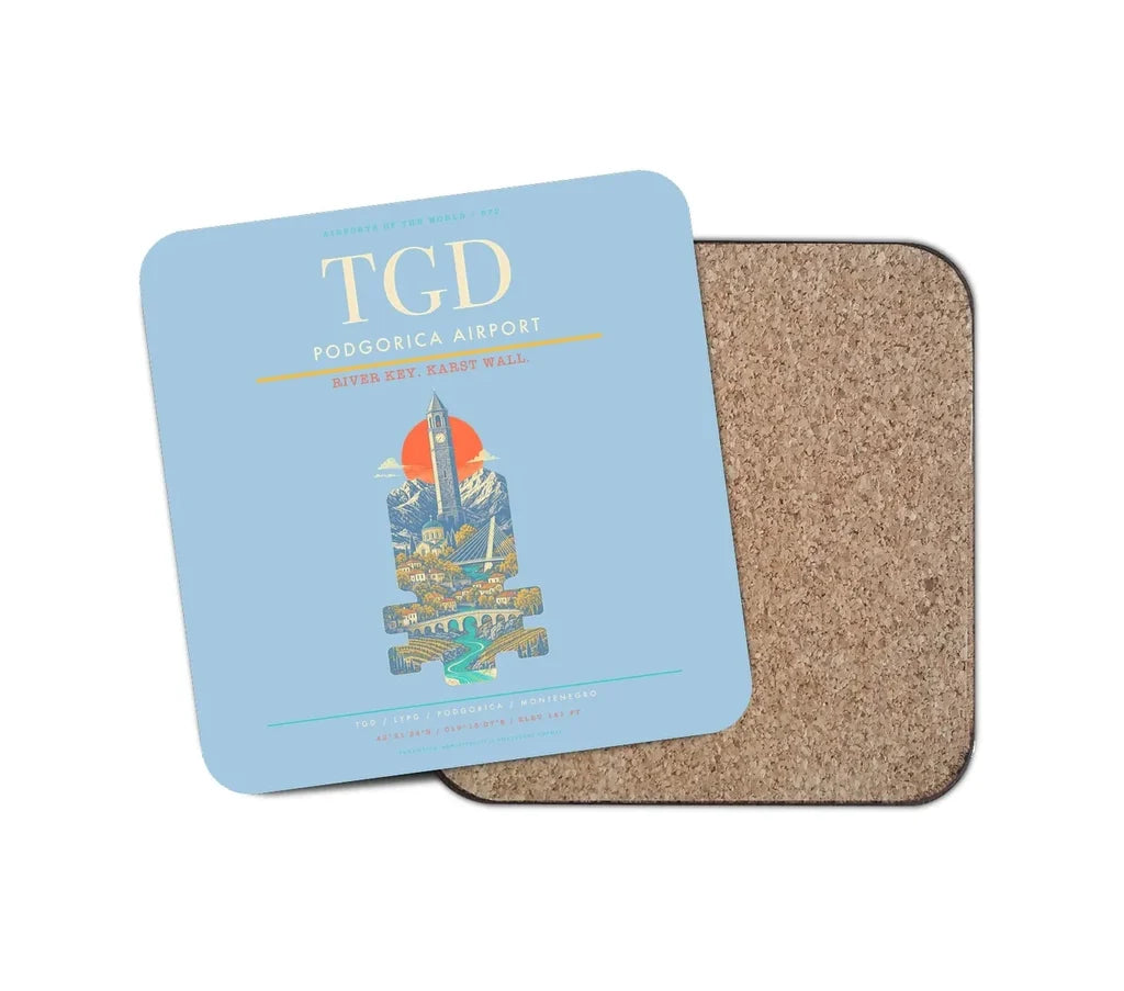 Podgorica Airport TGD Coaster 1-Piece - Light Blue