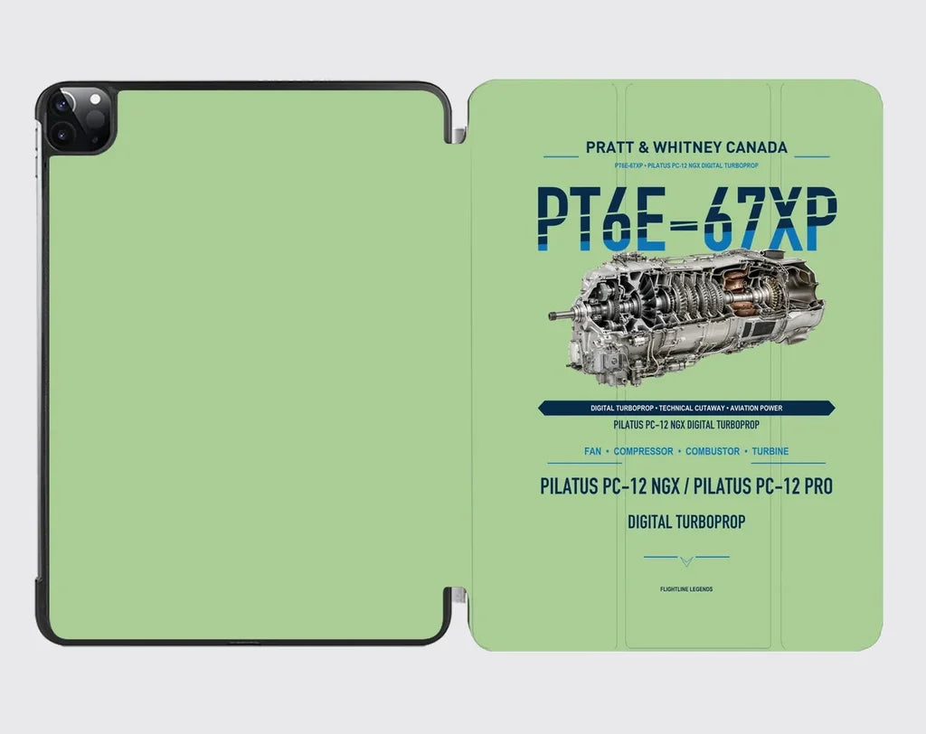 PT6E-67XP design on light green ipad tablet case