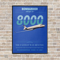 Thumbnail for Bombardier Global 8000 vertical canvas print - framed - blue background