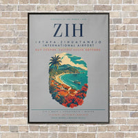 Thumbnail for Ixtapa-Zihuatanejo International Airport ZIH vertical canvas print - framed - light gray background