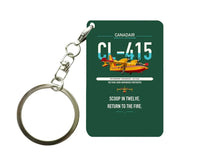 Thumbnail for Canadair CL-415 design on dark green designed key chain, double-side print
