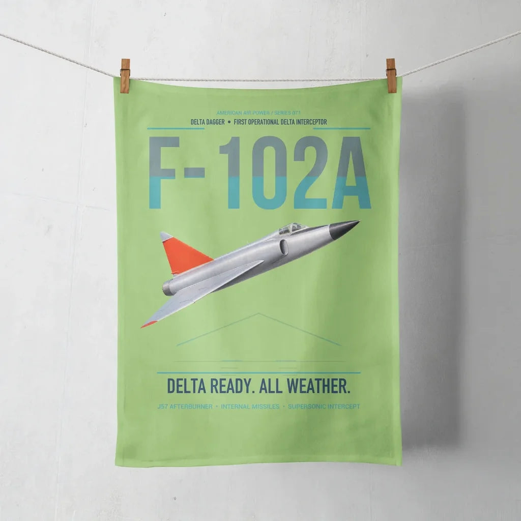 F-102A Delta Dagger design on light green towel