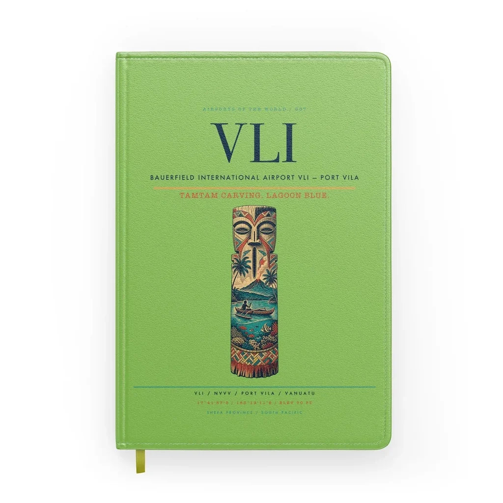 Bauerfield International Airport (VLI) design on light green notebook