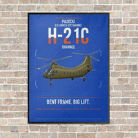 Thumbnail for Piasecki H-21C Shawnee vertical canvas print - framed - blue background