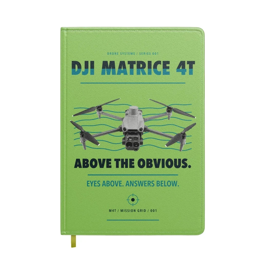 DJI Matrice 4T design on light green notebook